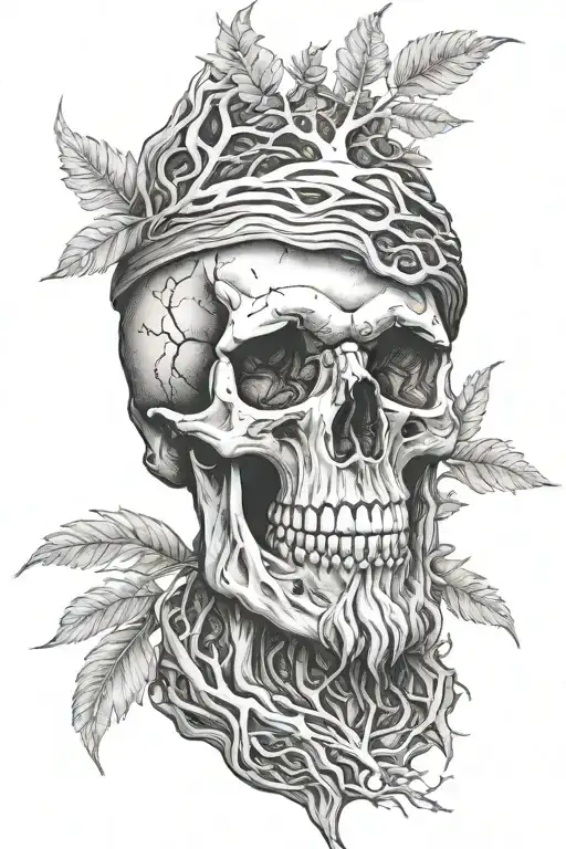 Bearded Skull With Trees Growing Inside