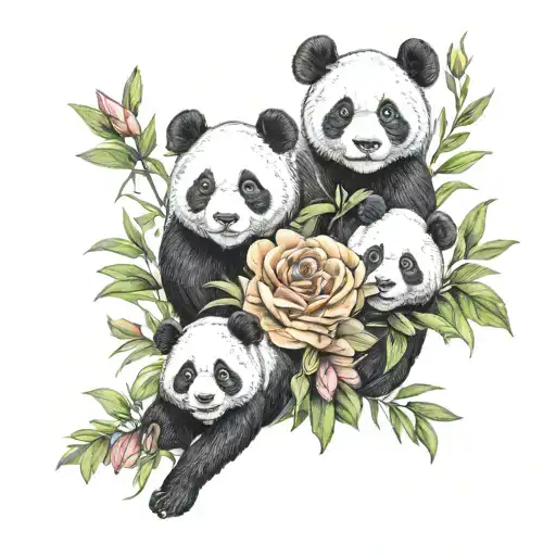 Panda Family Floral