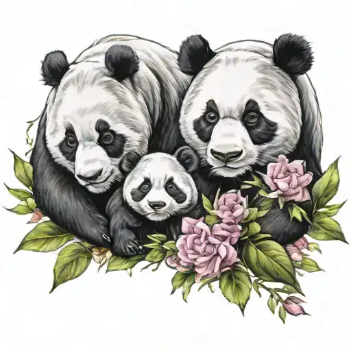 Panda Family Floral