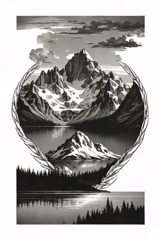 Lake With Mountain In The Background