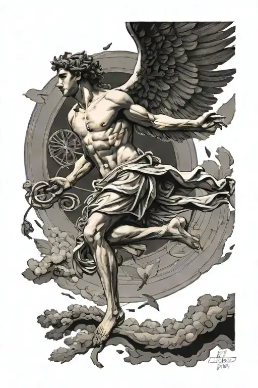 Greek Icarus Falling From The Sky Filigri Background