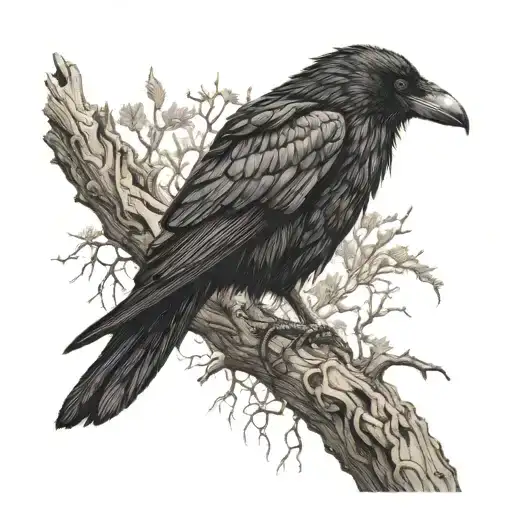 Crow On A Dried Tree