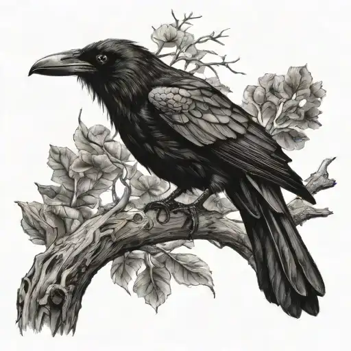 Crow On A Large Withered Tree