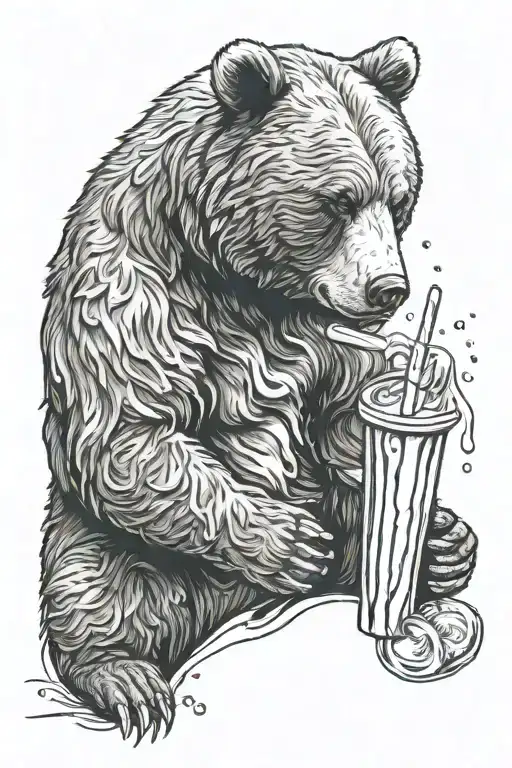 Friendly Bear Eating A Popsicle Melting