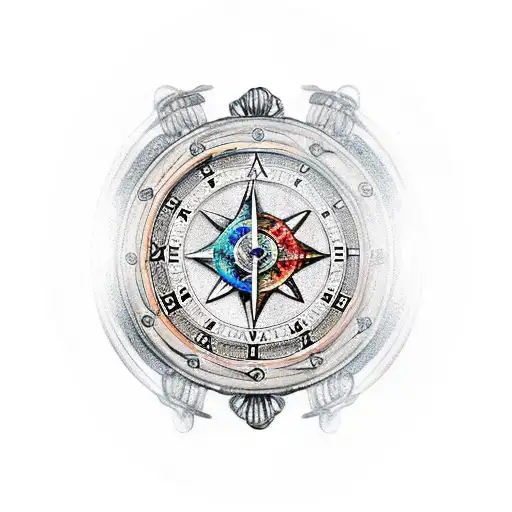 Broken Skeleton Watch With Lion Rose And The Sea Compass