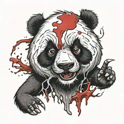 Cartoon Vicious Bloody Panda Face