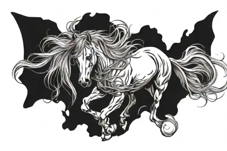 Horse Head With Flowing Mane And The Hair In The Mane Spells Out Nana