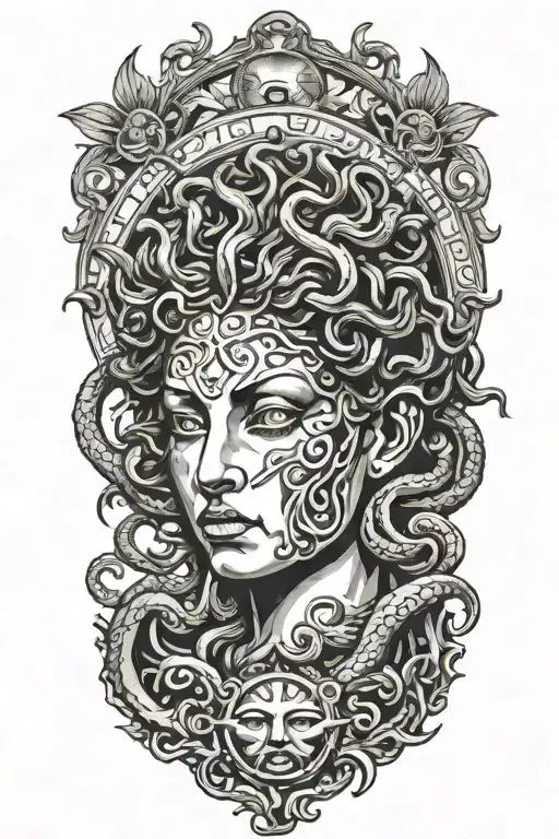 Medusa With Sun In Back Ground