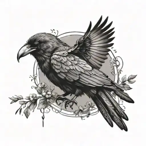 Black Crow Protecting With Its Wings The Name Emma Written In The Lettering