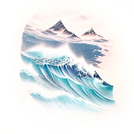 Ocean Wave And Mountains