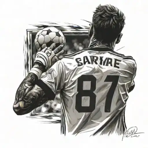 A Realistic Portrait Of A Famous Soccer Player Celebrating A Goal