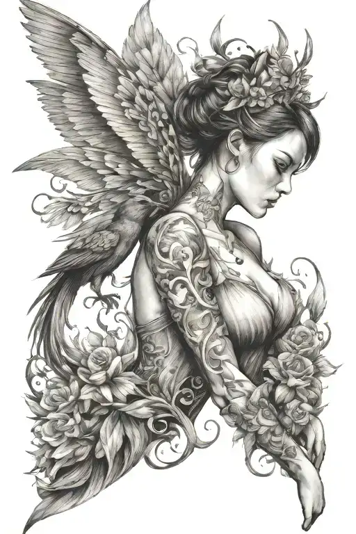 Fairy Strong Woman Fire Bird Independent