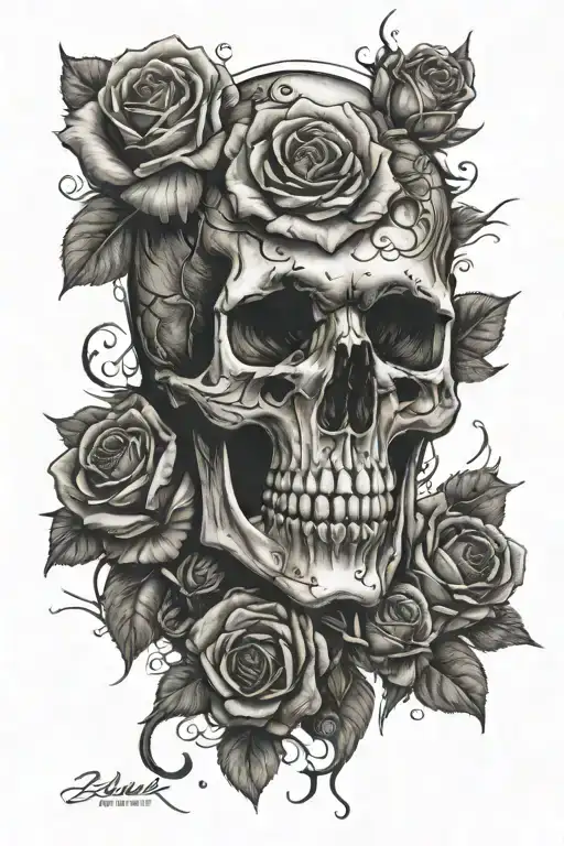 Katrina Skull With Roses Growing
