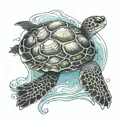 Cute See Turtle Swimming