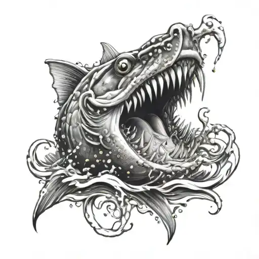 Evil Catfish Sharp Teeth Evil Eyes Jumping Out Of Water