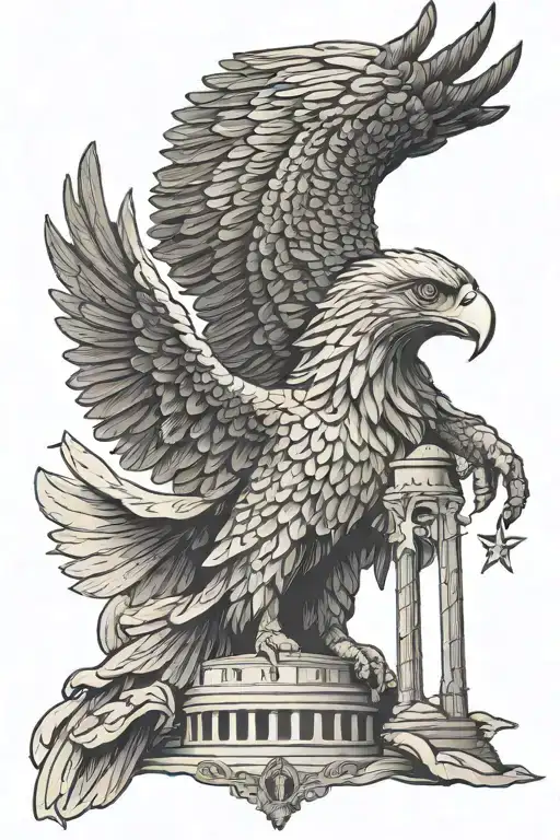 Polish Eagle And Statue Of Liberty