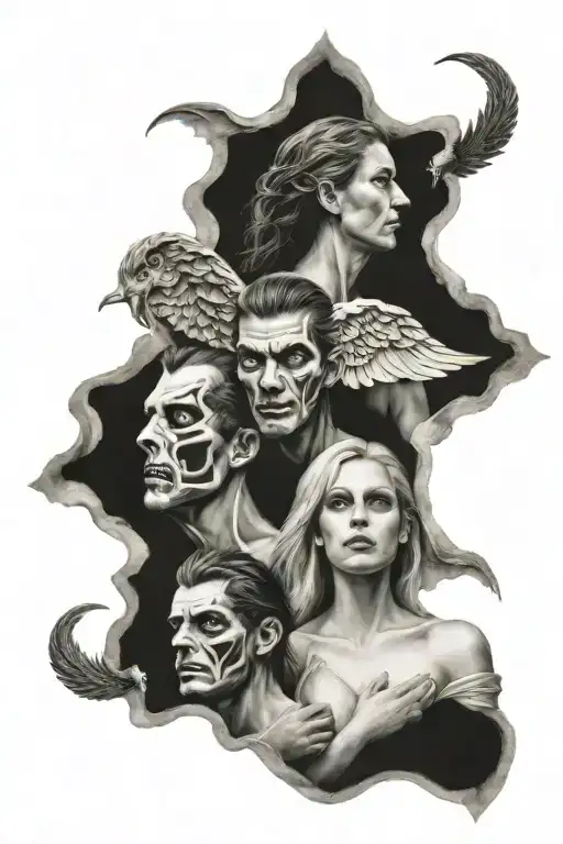 Evil And Angel In One Body Shaped Like