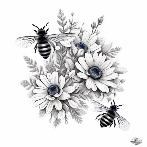 Delicate Mountain Wildflowers With Bees