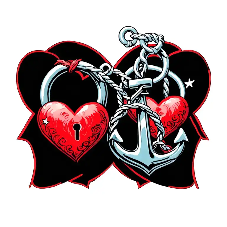Heartshape Lock And Anchor Connected No Color With Background