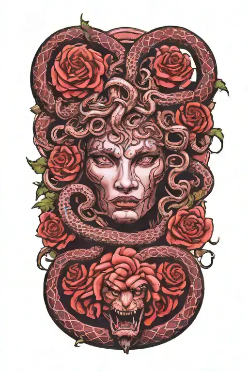 Medusa Head Snakes And Roses