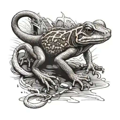 A Realistic Depiction Of A Red Newt Crossing A Finish Line In A Race