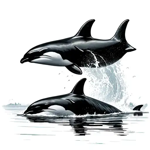 Orcas Hunting With One Jumping