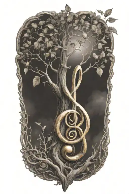 Tree Of Life Incorporated In A Treble Clef