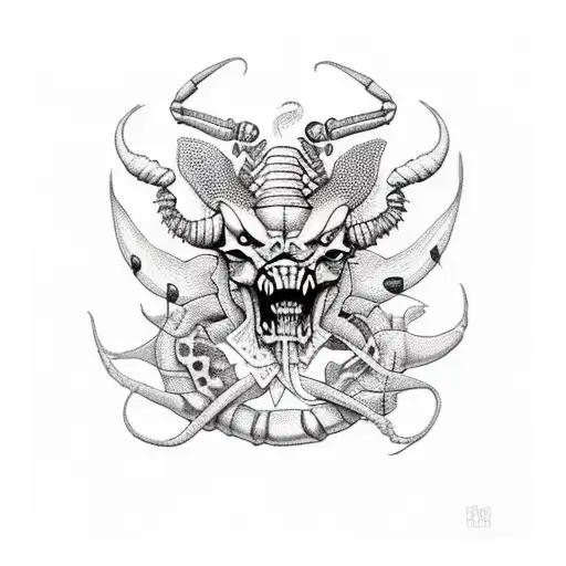 A Woman Demon Pulling A Scorpio By The Tale