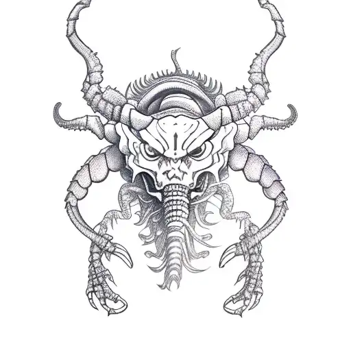 A Woman Demon Walking And Pulling A Scorpio By The Tale