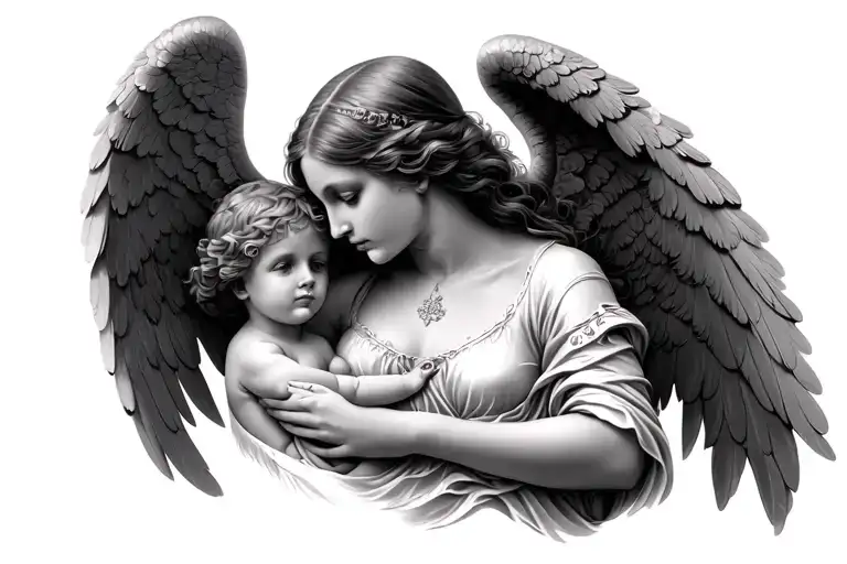 Guardian Angel Woman With Child
