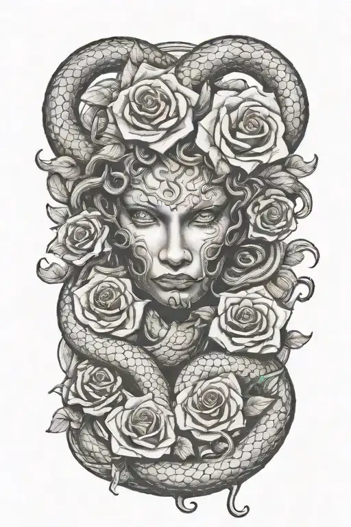 Medusa Head Snakes And Roses