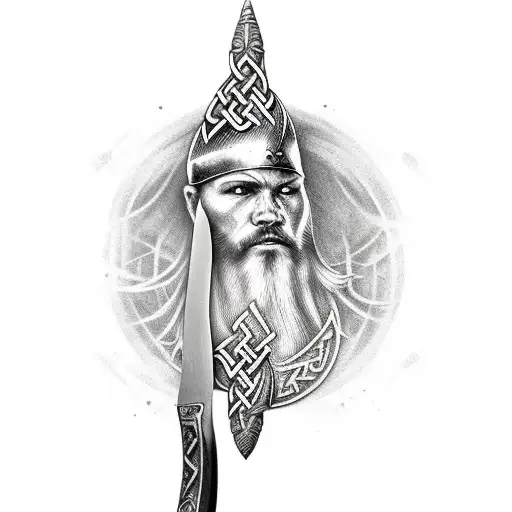 Nordic Viking Warrior Killing With A Knife