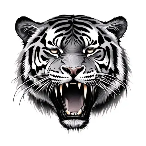 Head Tiger Fighting Black And Grey
