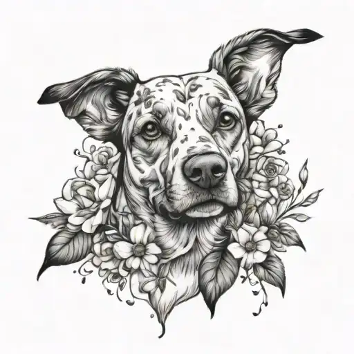 Dog Framed With Flowers