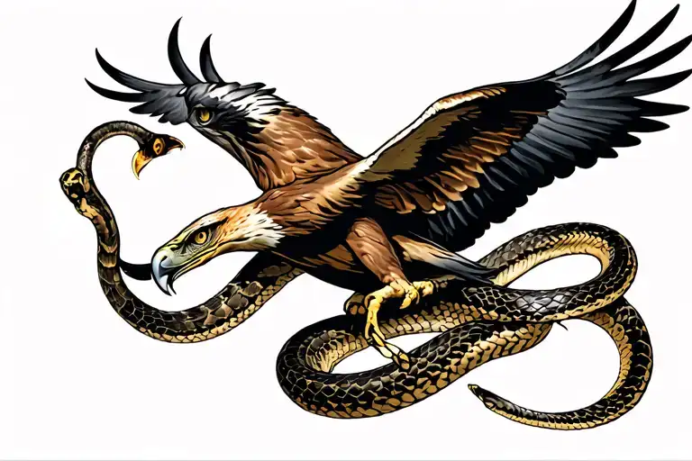 Hawk Swooping Up Snake