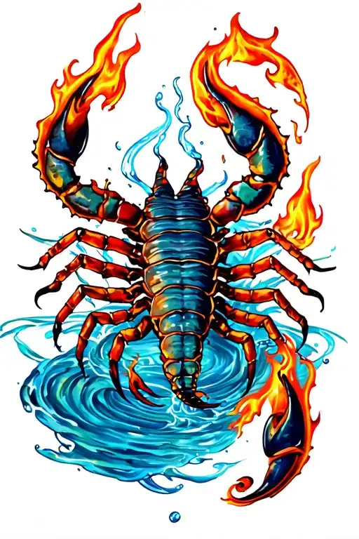 Scorpio With Fire And Water