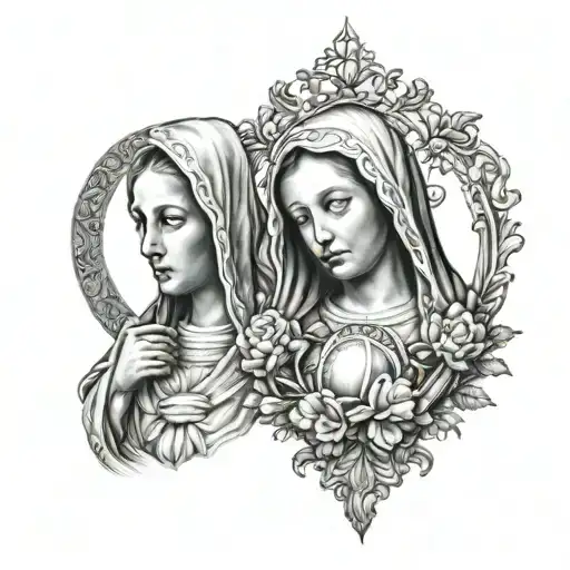 Virgin Mary And Sacred Heart