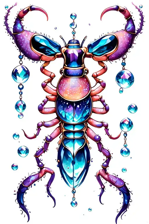 Zodiac Sign Cancer Dangling Jems And Crystals Bubbles Dots