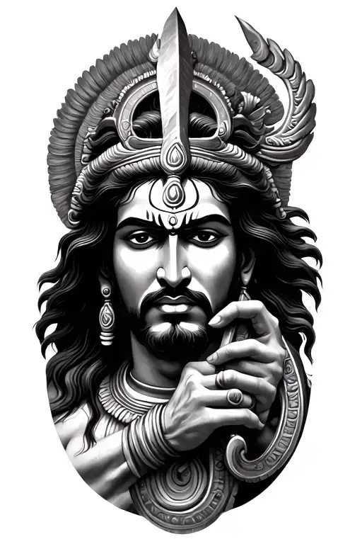 Shiva's Trishul With Dan Maru Vasuki Coiling Up The Trishul