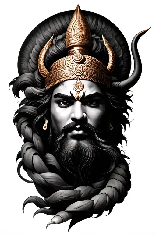 Trishul With Dan Maru Vasuki Coiling Up The Trishul