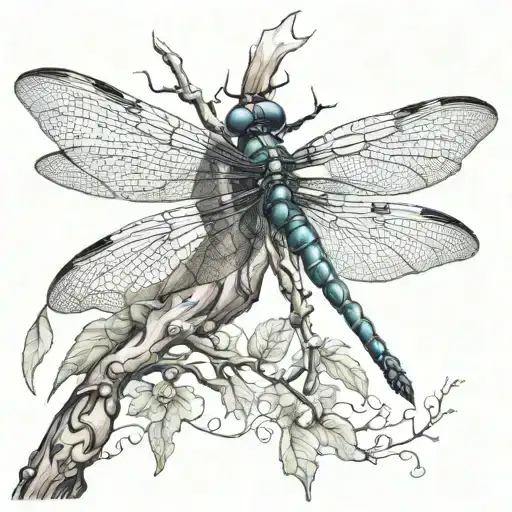 Dragonfly Huming Birds Side View Intertwined