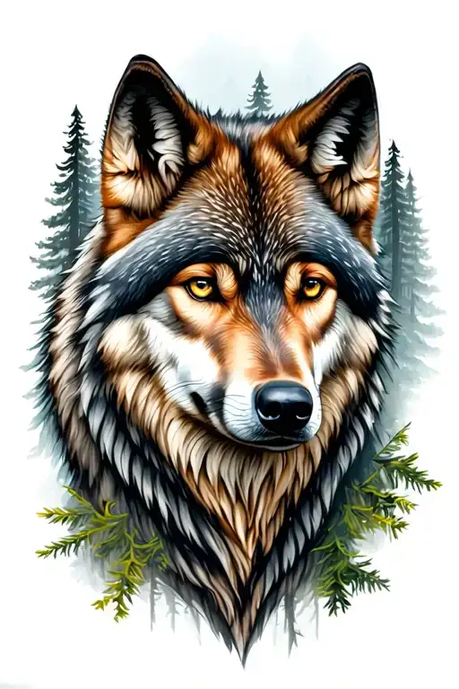 Wolf With A Forest