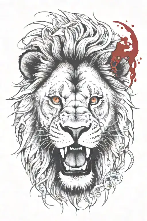 Lion With Bloody Eye With Quote