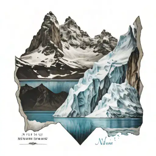 Mountain And Iceberg Side To Side View