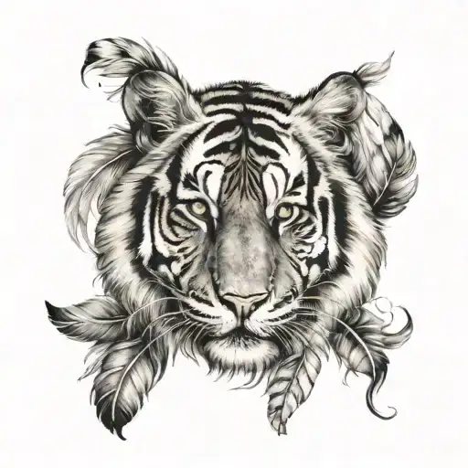 Tiger With Feathers Hanging Under