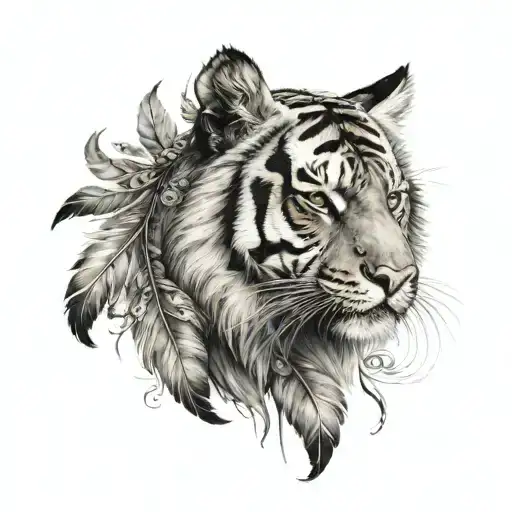 Tiger With Feathers Hanging Under