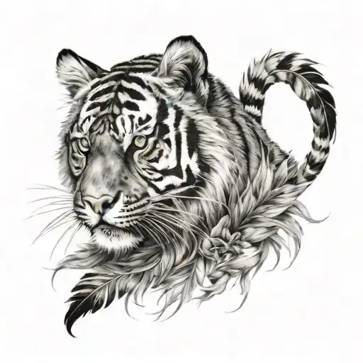 Tiger With Feathers Hanging Under