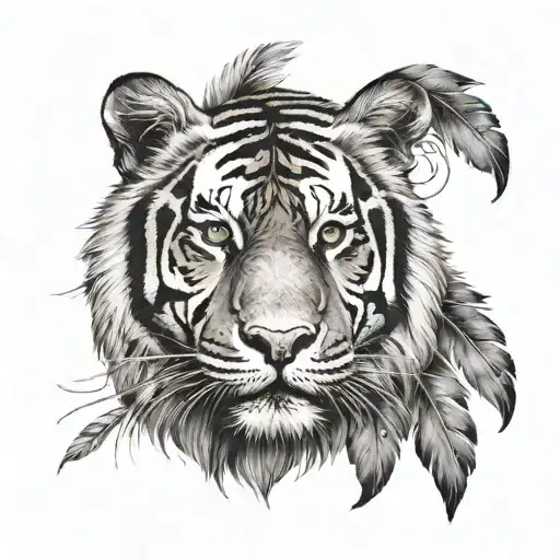 Tiger With Feathers Hanging Under
