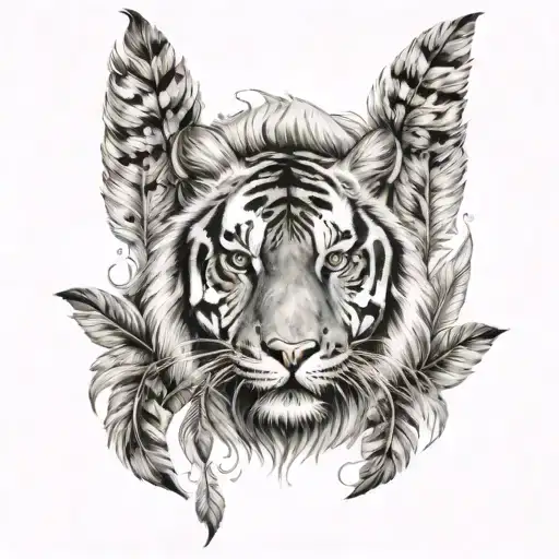 Tiger With Feathers Hanging Under