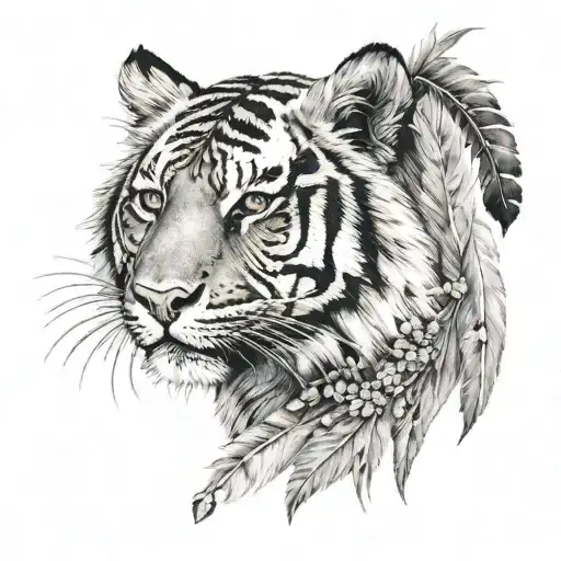 Tiger With Feathers Hanging Under